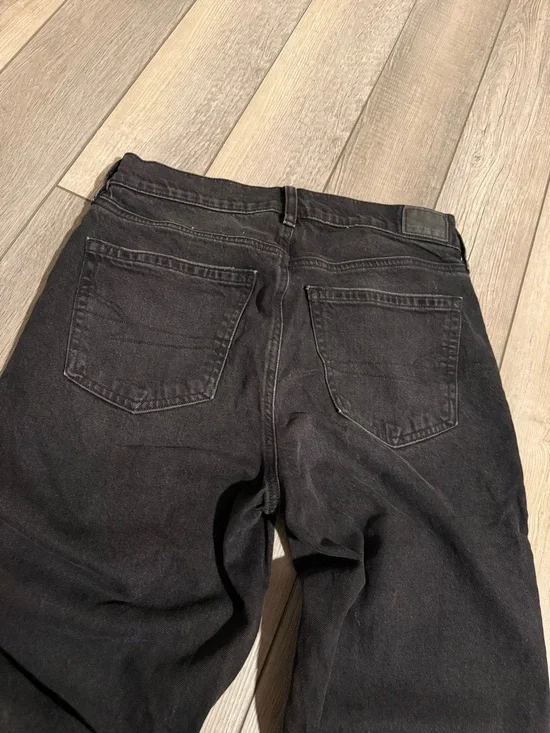 Women's American Eagle Super High Rise Ankle Straight Jeans Washed Black - Picture 8 of 9